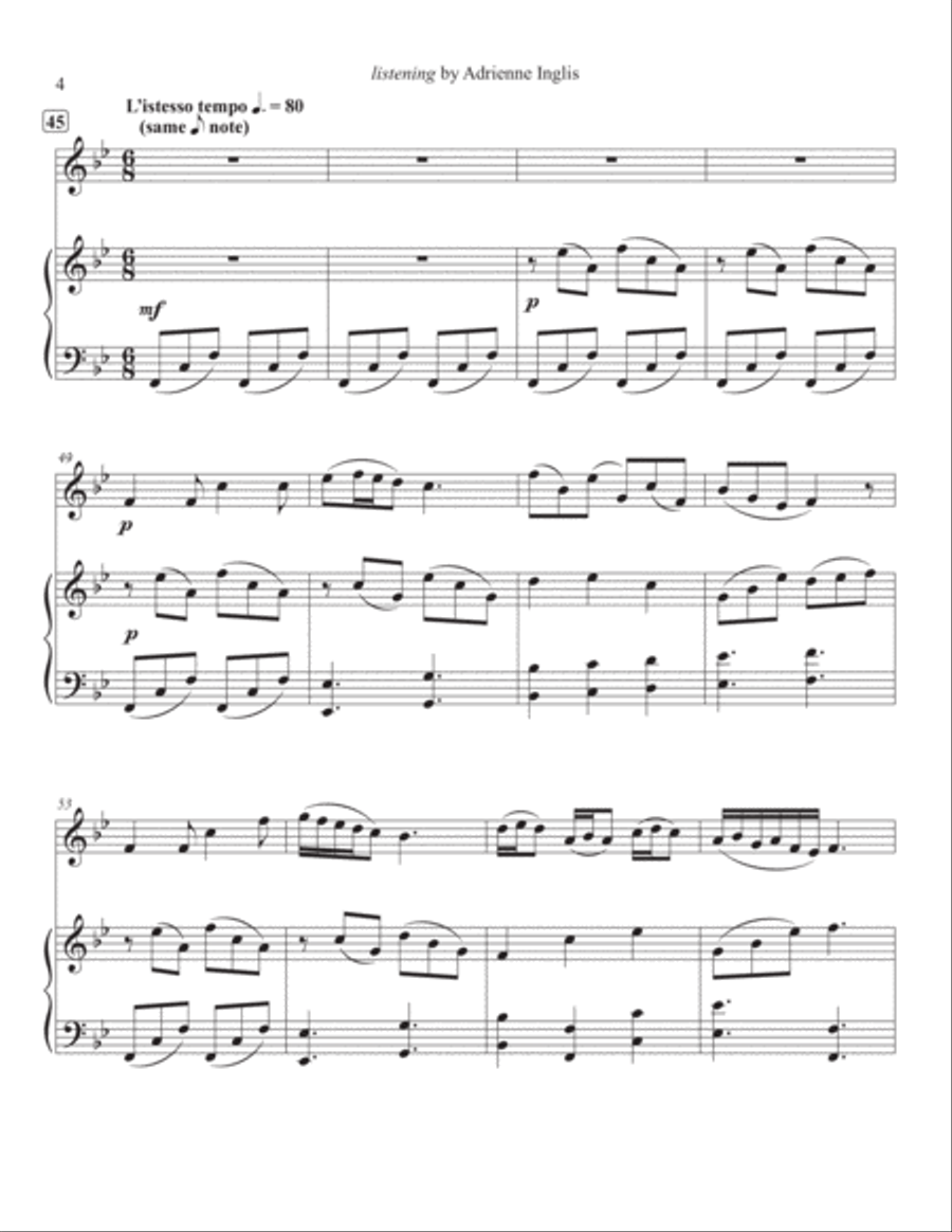 listening for flute and lever or pedal harp Flute scores gallery preview page 4