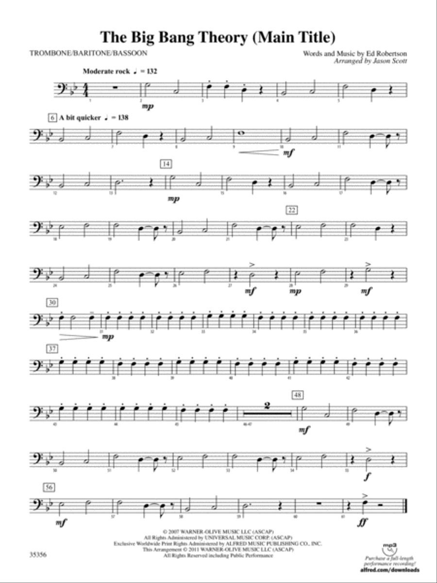 The Big Bang Theory (Main Title): 1st Trombone Concert Band scores gallery preview page 1