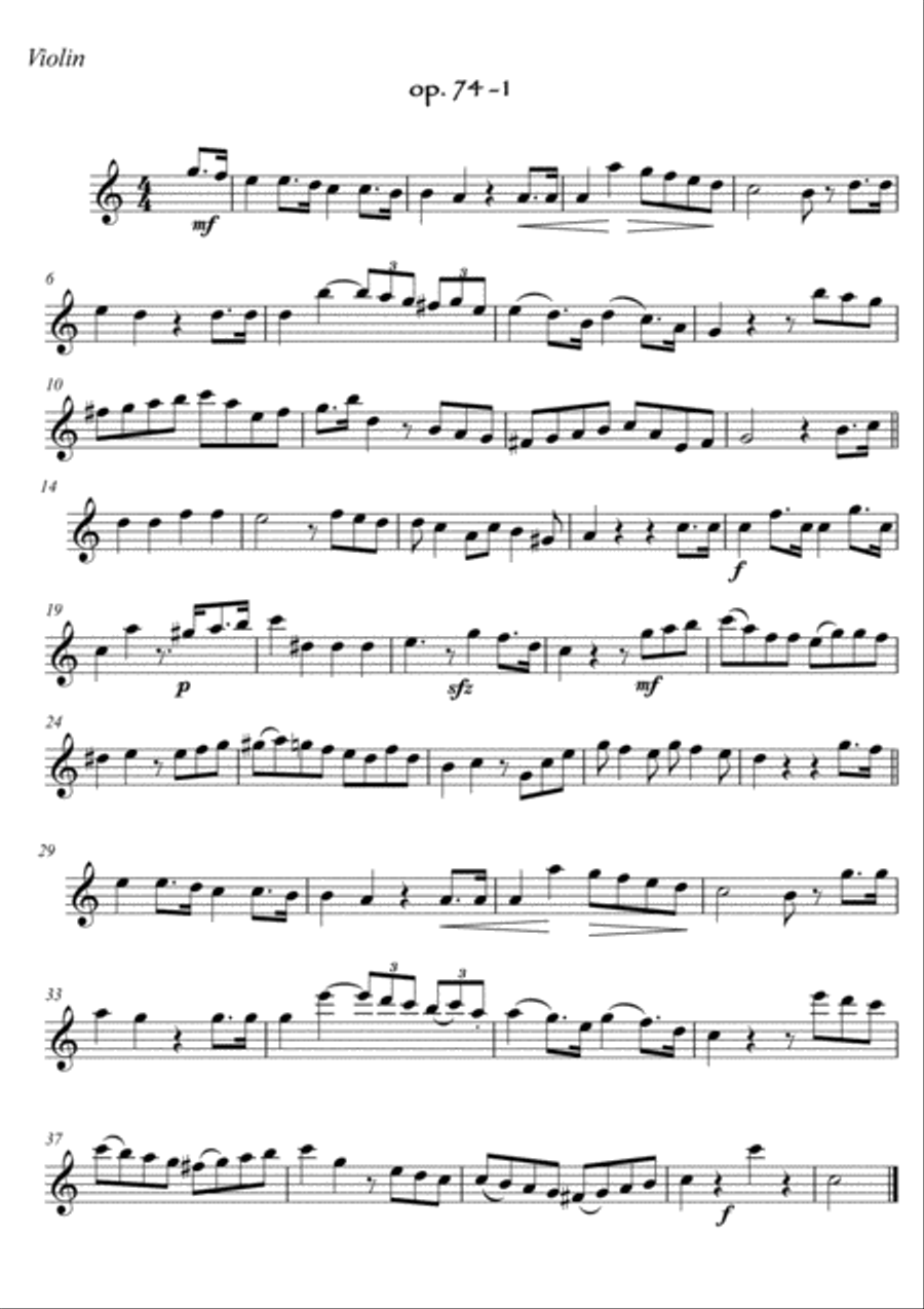 Easy Violin Guitar duets by Giuliani 74-1 image number null