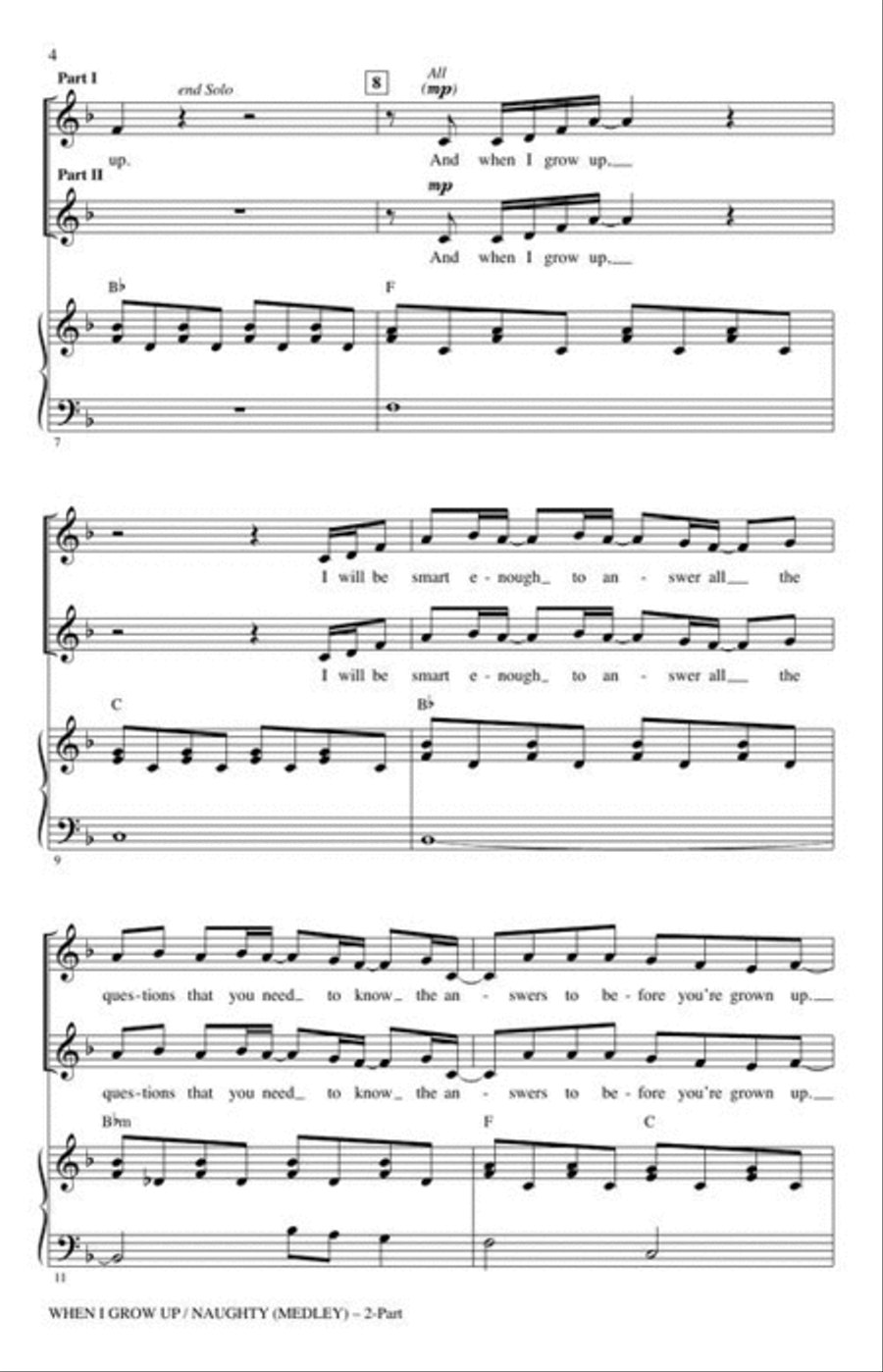 When I Grow Up / Naughty (from “Matilda The Musical”) 2-Part scores gallery preview page 4