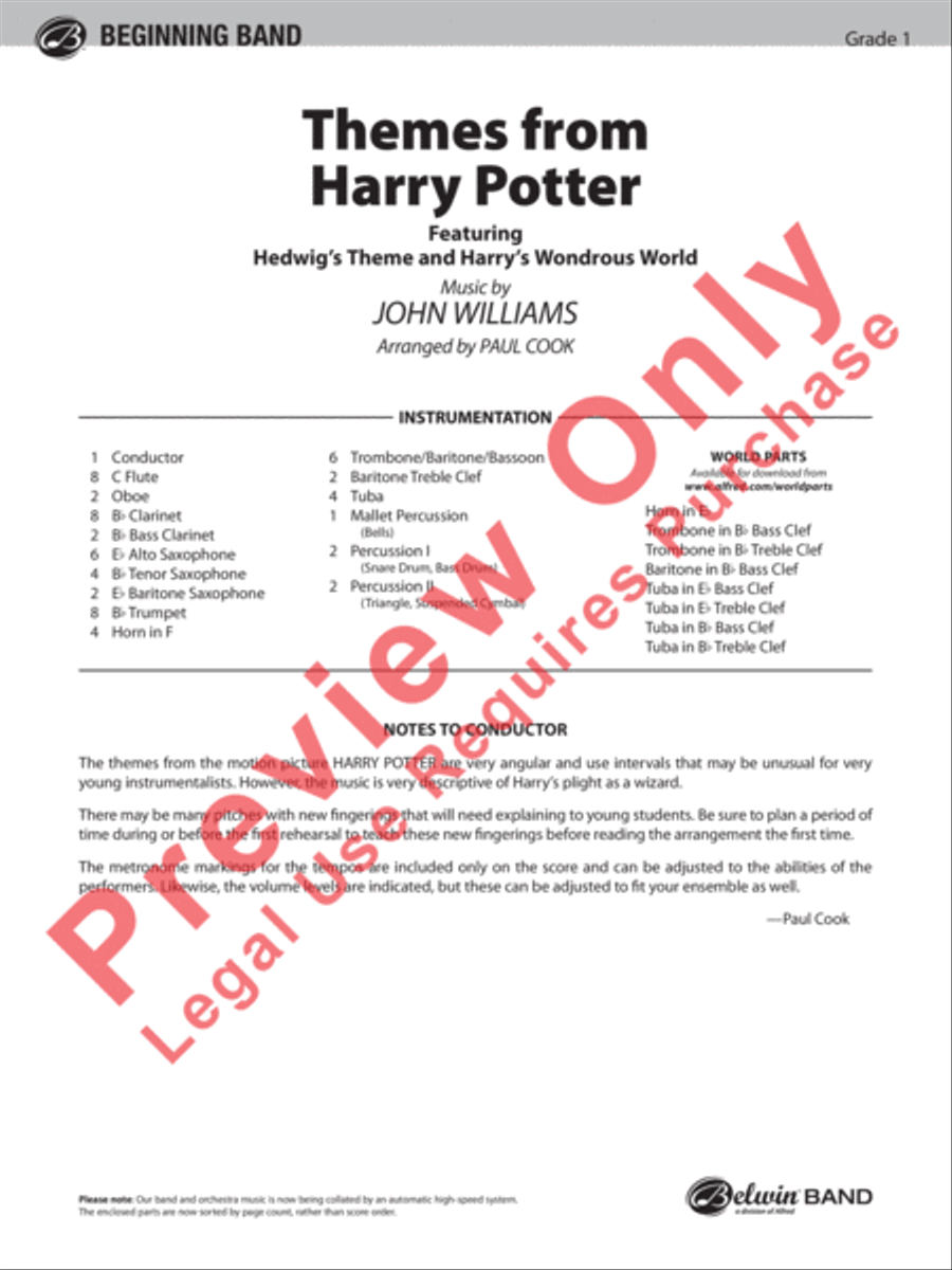 Harry Potter (Themes) Harry Potter (Themes) Concert Band scores gallery preview page 2