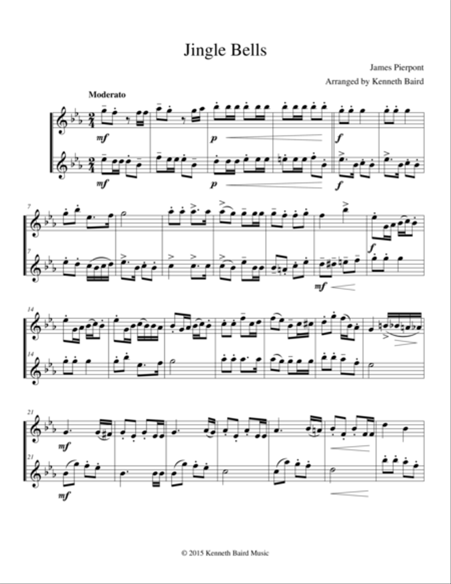Jingle Bells Jingle Bells Flute Duet scores gallery preview page 1