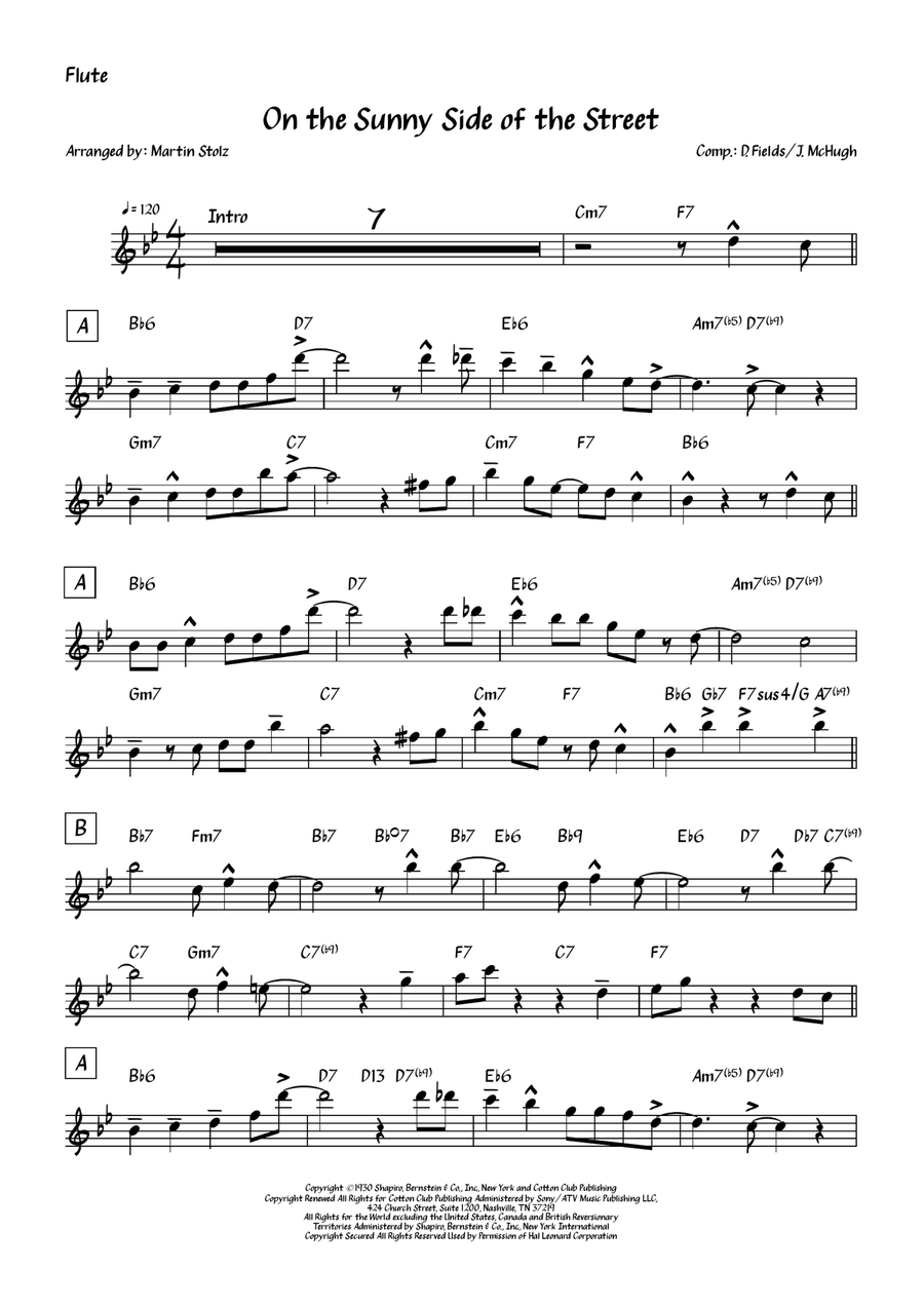 On The Sunny Side Of The Street Flute Solo scores gallery preview page 2