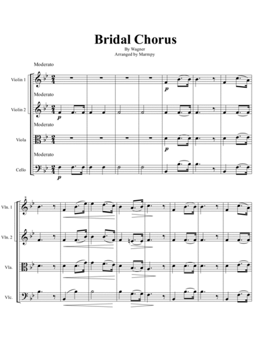 Bridal Chorus by Wagner (arranged for String Quartet) image number null