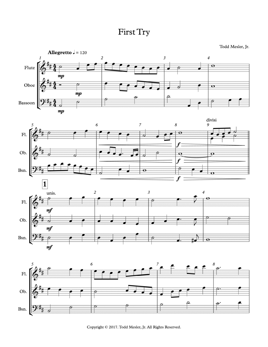 First Try Woodwind Trio scores gallery preview page 1
