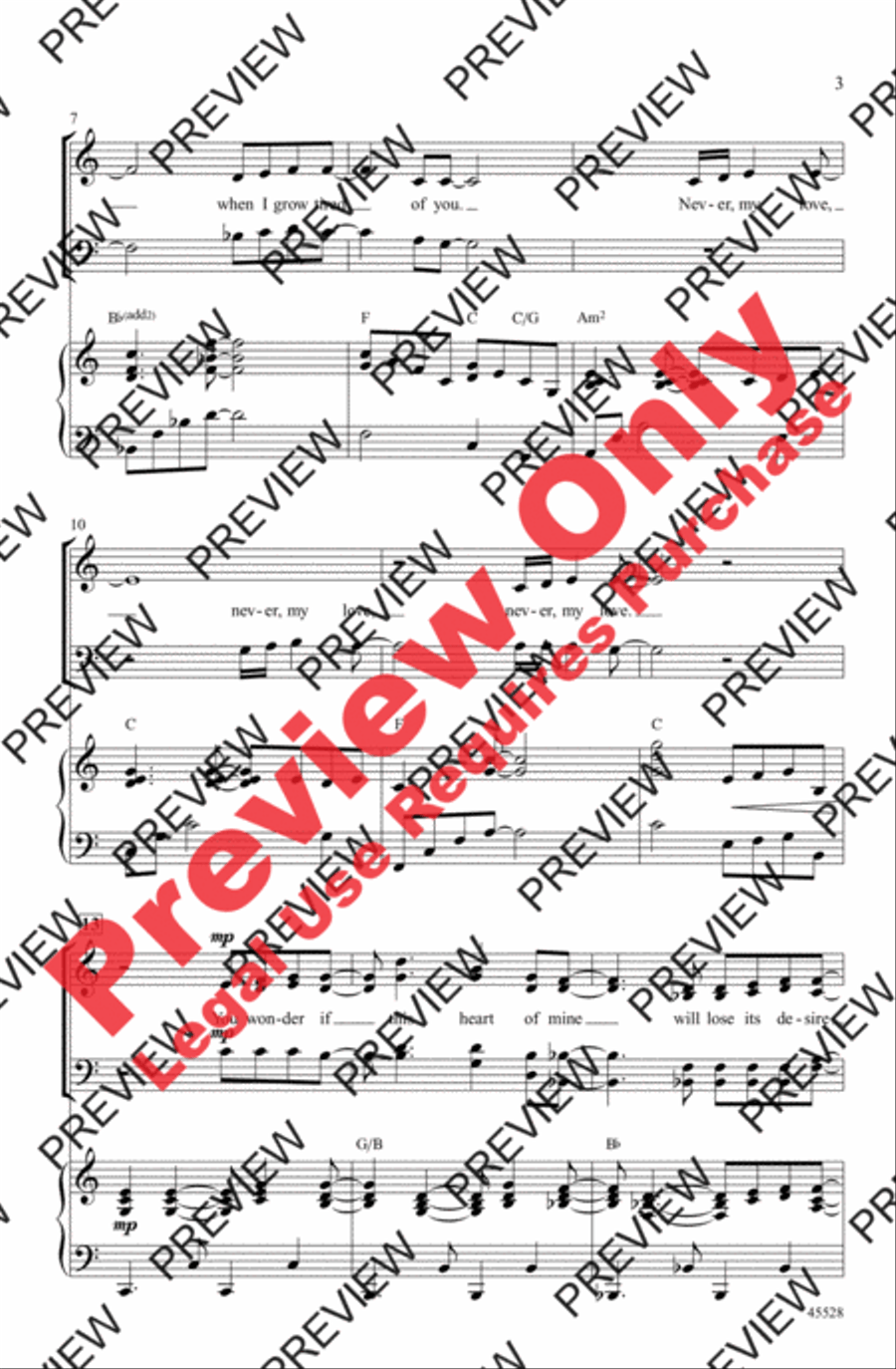Never My Love Never My Love 4-Part scores gallery preview page 3
