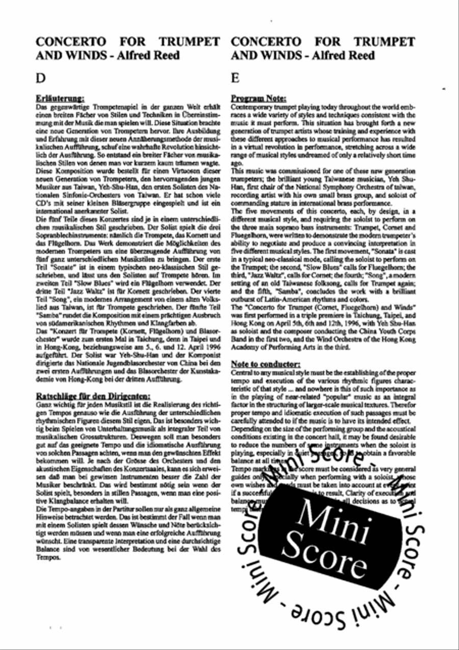 Concerto for Trumpet part 4 and 5 Concert Band scores gallery preview page 30