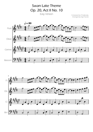 Swan Lake (theme) - Tchaikovsky - Woodwind Quartet