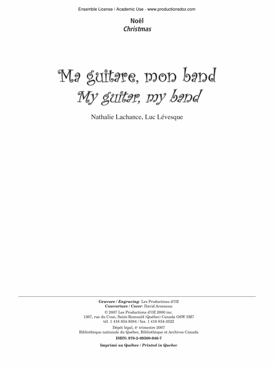 Ma guitare, mon band / Noël Guitar Ensemble scores gallery preview page 1