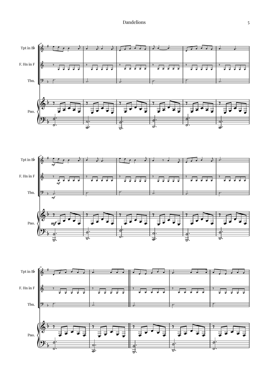 Dandelions Brass Ensemble scores gallery preview page 5
