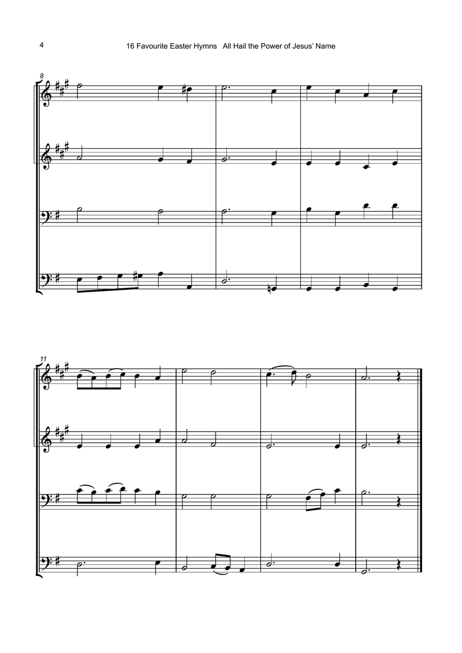 16 Favourite Easter Hymns for Brass Quartet, two Trumpets, Trombone and Tuba. Brass Quartet scores gallery preview page 5