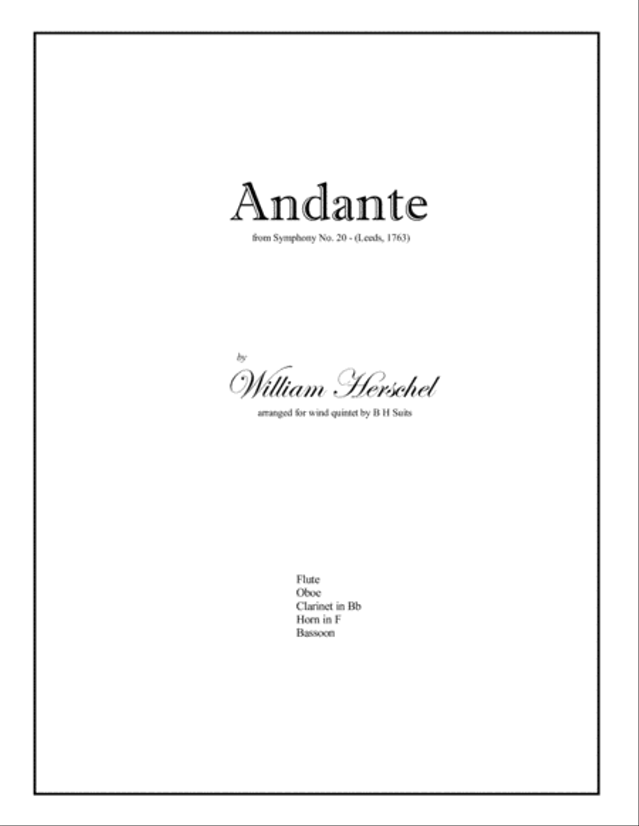 Andante from Wm Herschel's Symphony #20 Woodwind Quintet - Digital Sheet Music