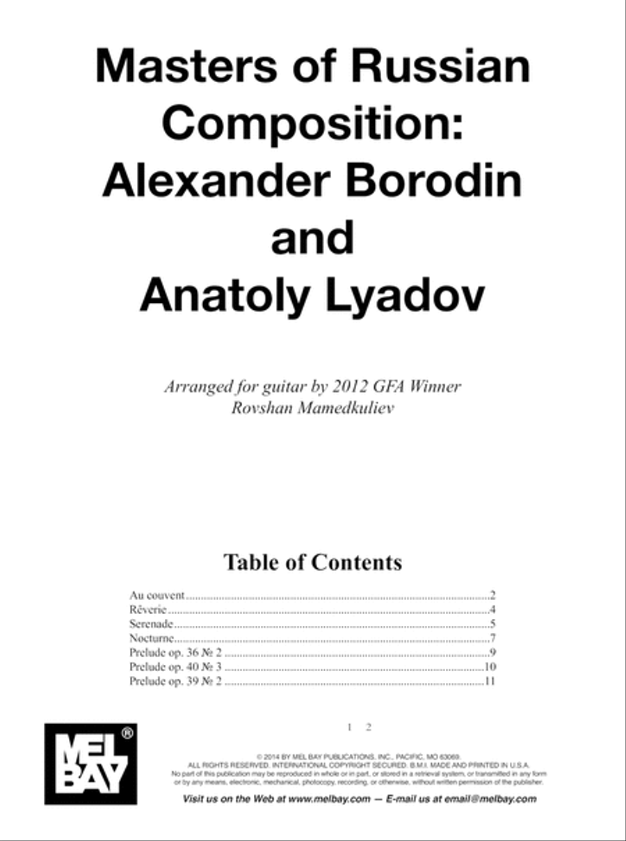 Masters of Russian Composition: Alexander Borodin and Anatoly Lyadov Acoustic Guitar scores gallery preview page 7