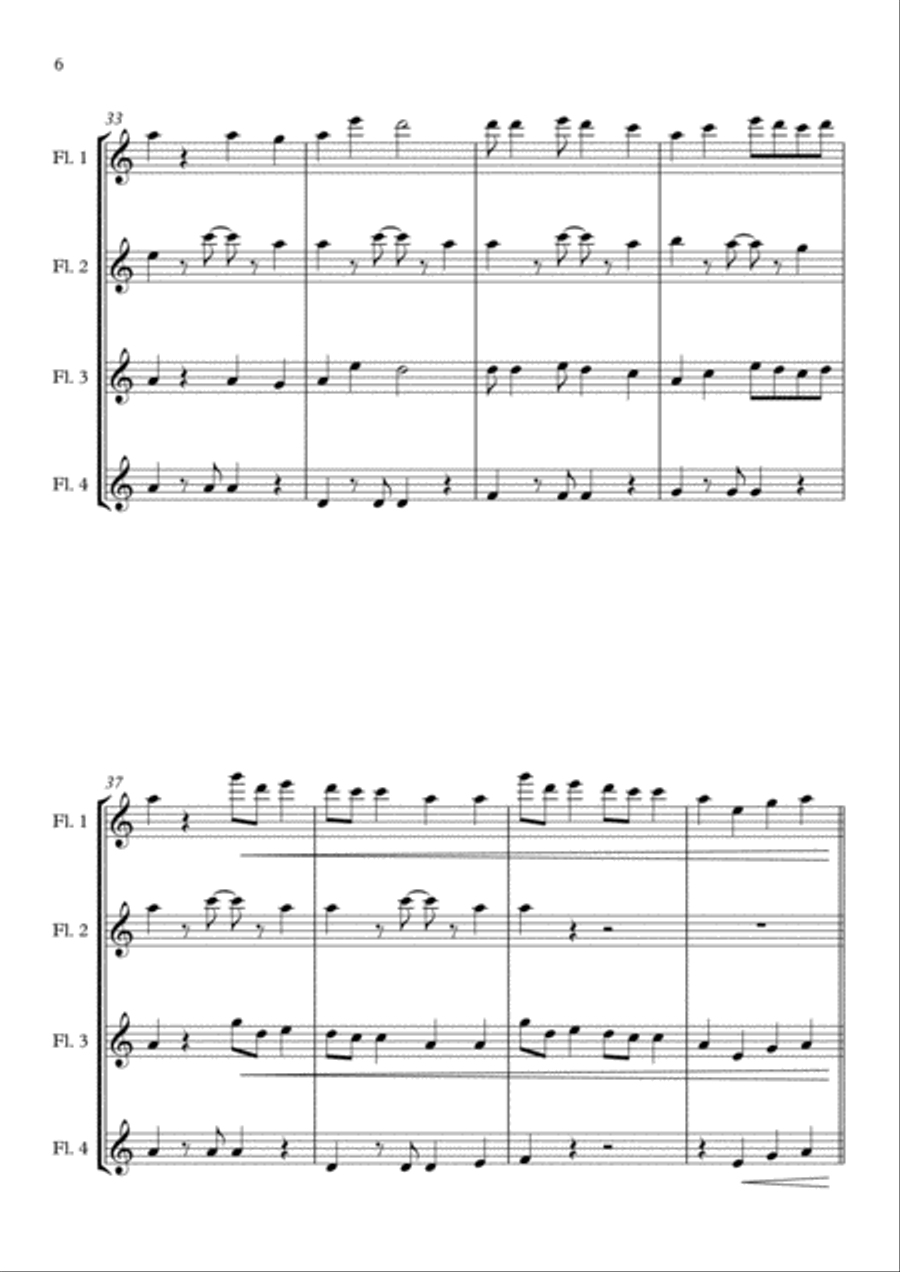 Shape Of You Flute Quartet scores gallery preview page 6