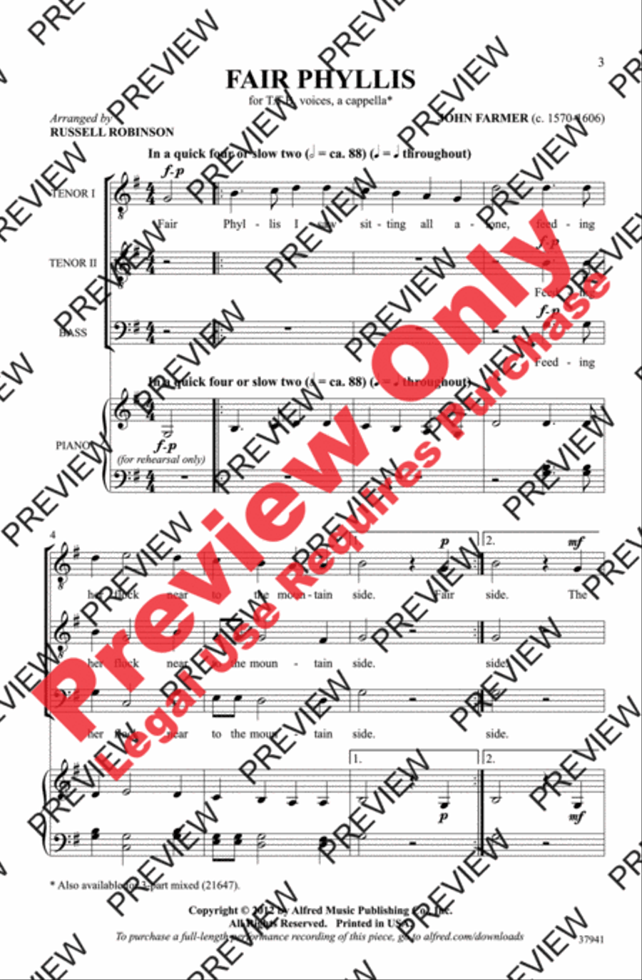 Fair Phyllis Fair Phyllis Men's Choir scores gallery preview page 3