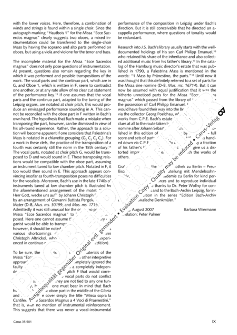 Palestrina: Masses and individual movements