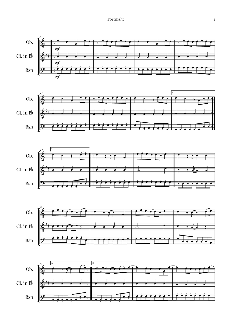Fortnight Woodwind Trio scores gallery preview page 3
