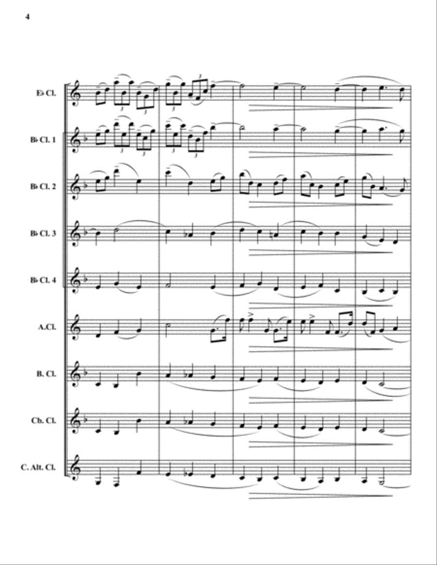 Nimrod from the Enigma Variations Clarinet Choir scores gallery preview page 4