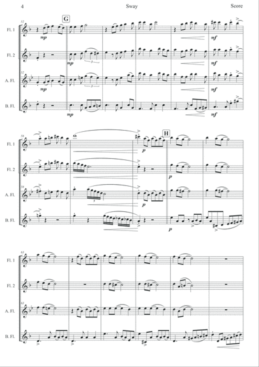 Sway arranged for Flute Quartet Flute Quartet scores gallery preview page 5