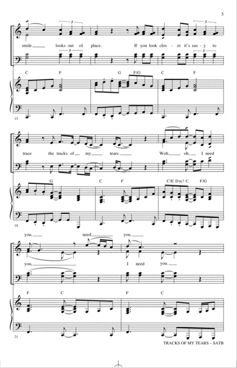 Tracks Of My Tears (arr. Kirby Shaw) 4-Part scores gallery preview page 3