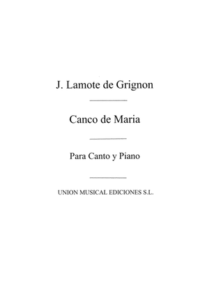 Canco De Maria for Voice and Piano