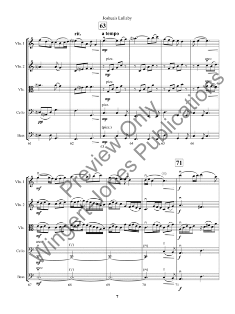 Joshua's Lullaby (Score) String Orchestra scores gallery preview page 10
