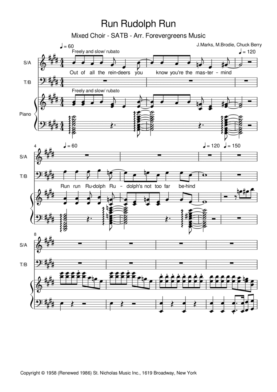 Run Rudolph Run 4-Part scores gallery preview page 1