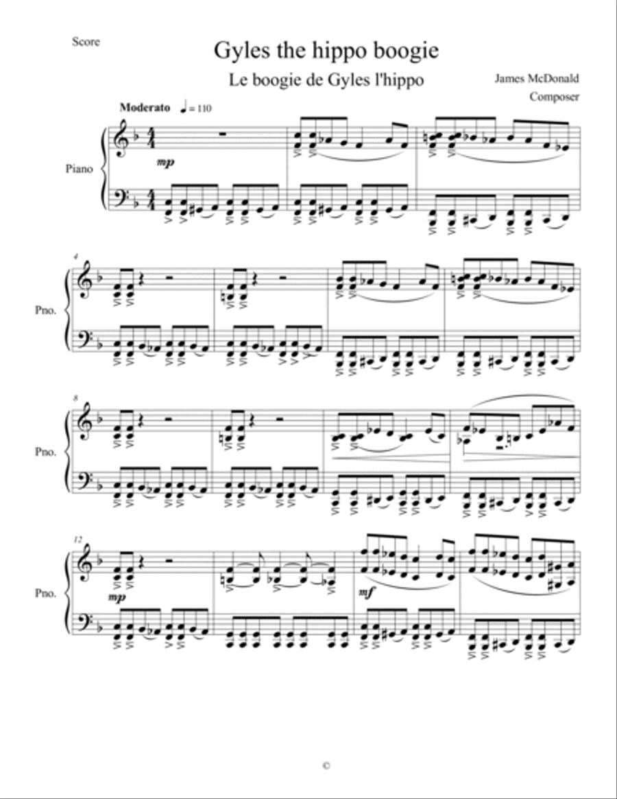 Gyles the hippo boogie Piano Solo scores gallery preview page 2