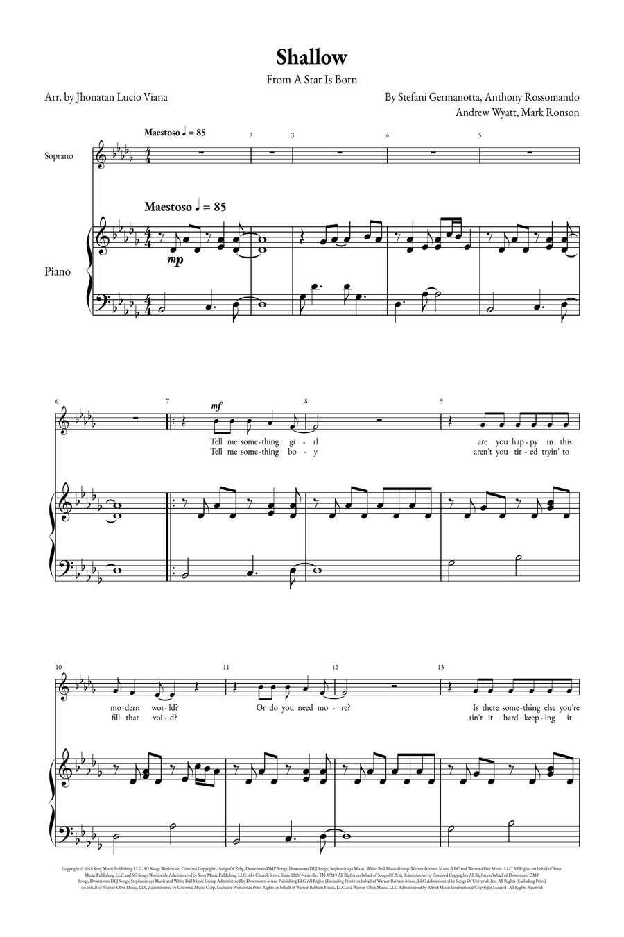Shallow A Cappella scores gallery preview page 1