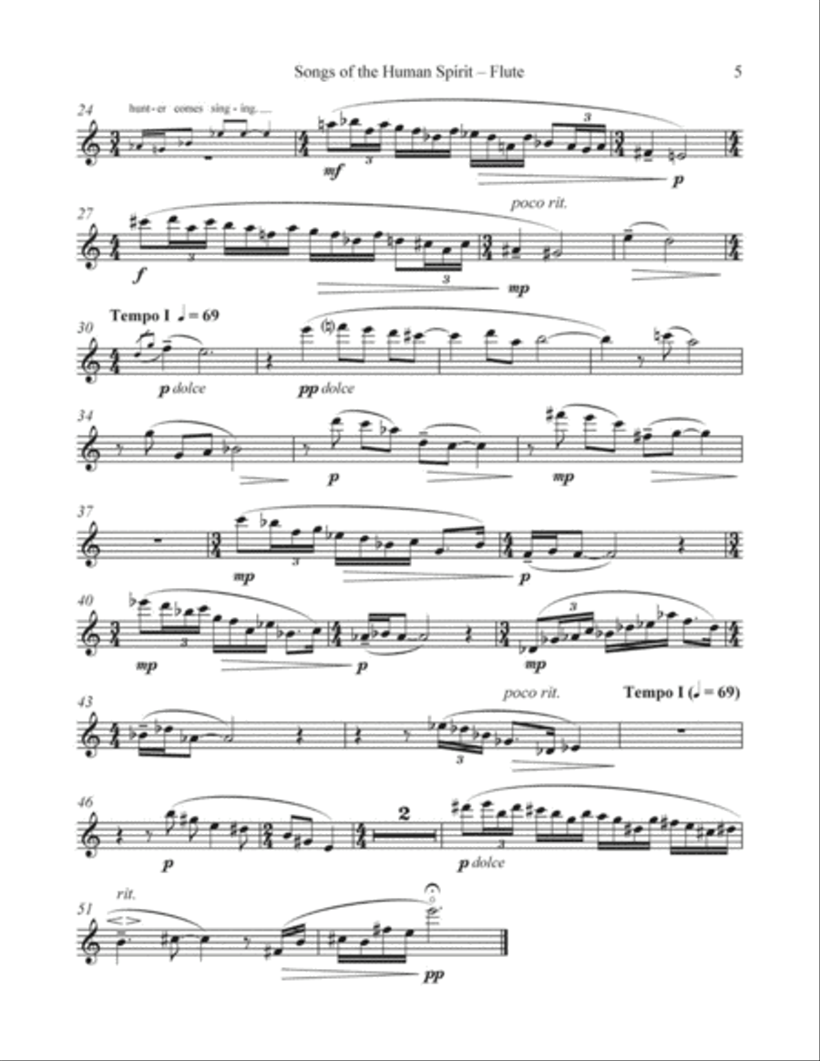 Songs of the Human Spirit (Downloadable Flute Part) Flute scores gallery preview page 4