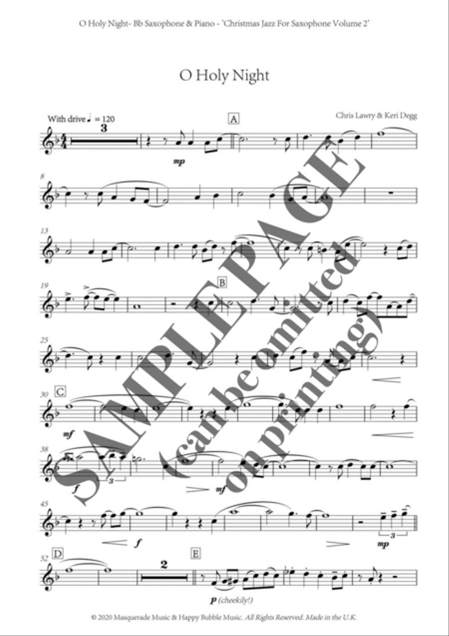 Christmas Jazz Volume 2 - Bb saxophone; Five Christmas/Holiday pieces in Jazz Styles. Tenor Saxophone scores gallery preview page 5