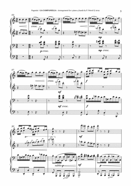 PAGANINI - La Campanella - 1 piano 4 hands, score and parts image number null