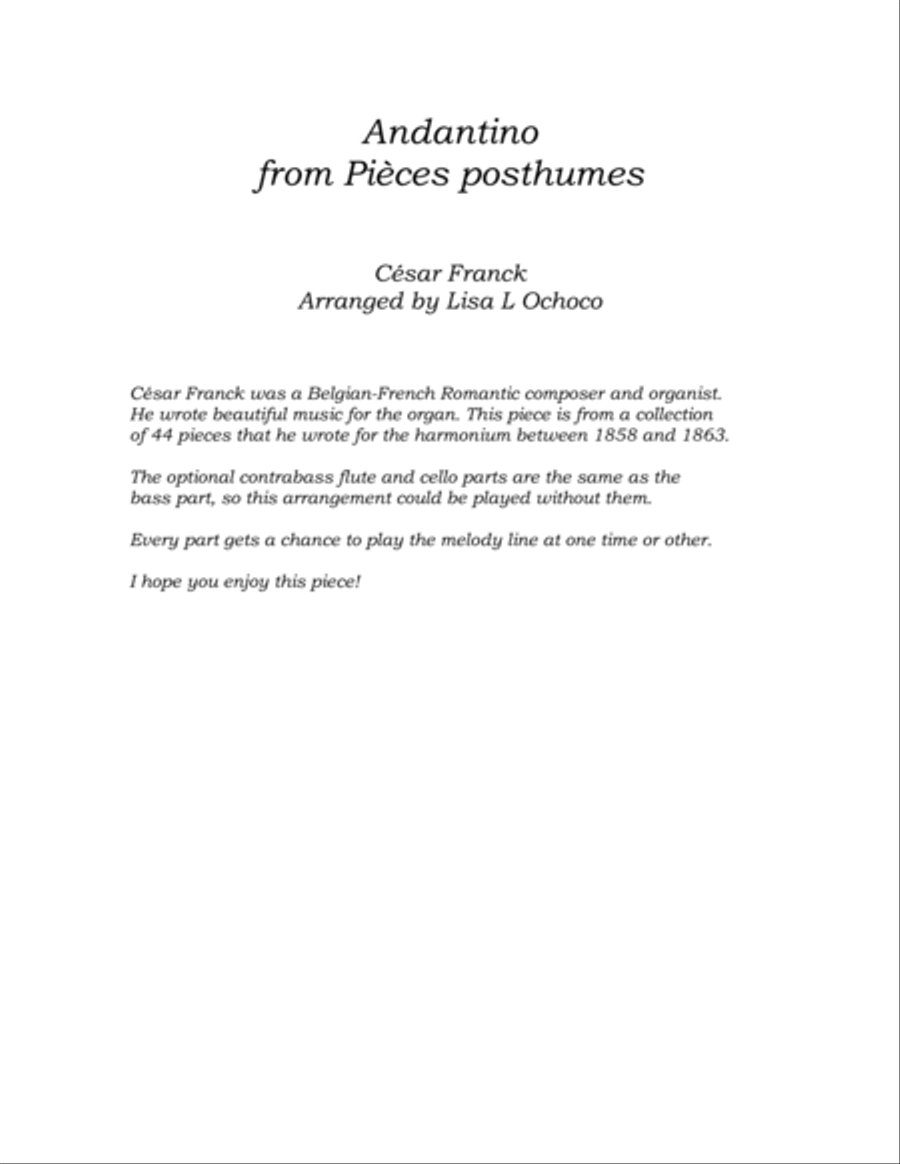 Andantino from Pieces posthumes for Flute Choir Flute Choir scores gallery preview page 4