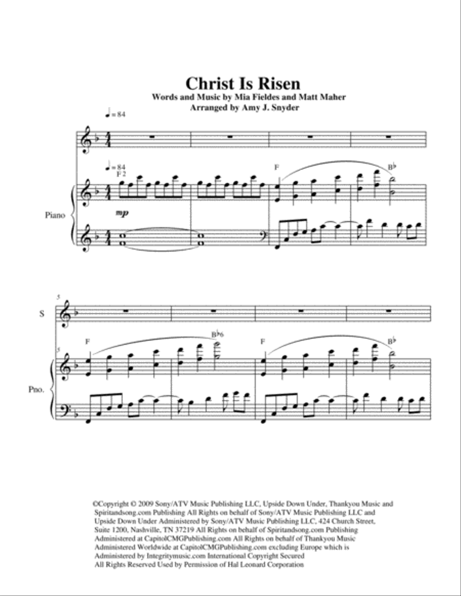 Christ Is Risen Piano, Vocal, Guitar scores gallery preview page 2