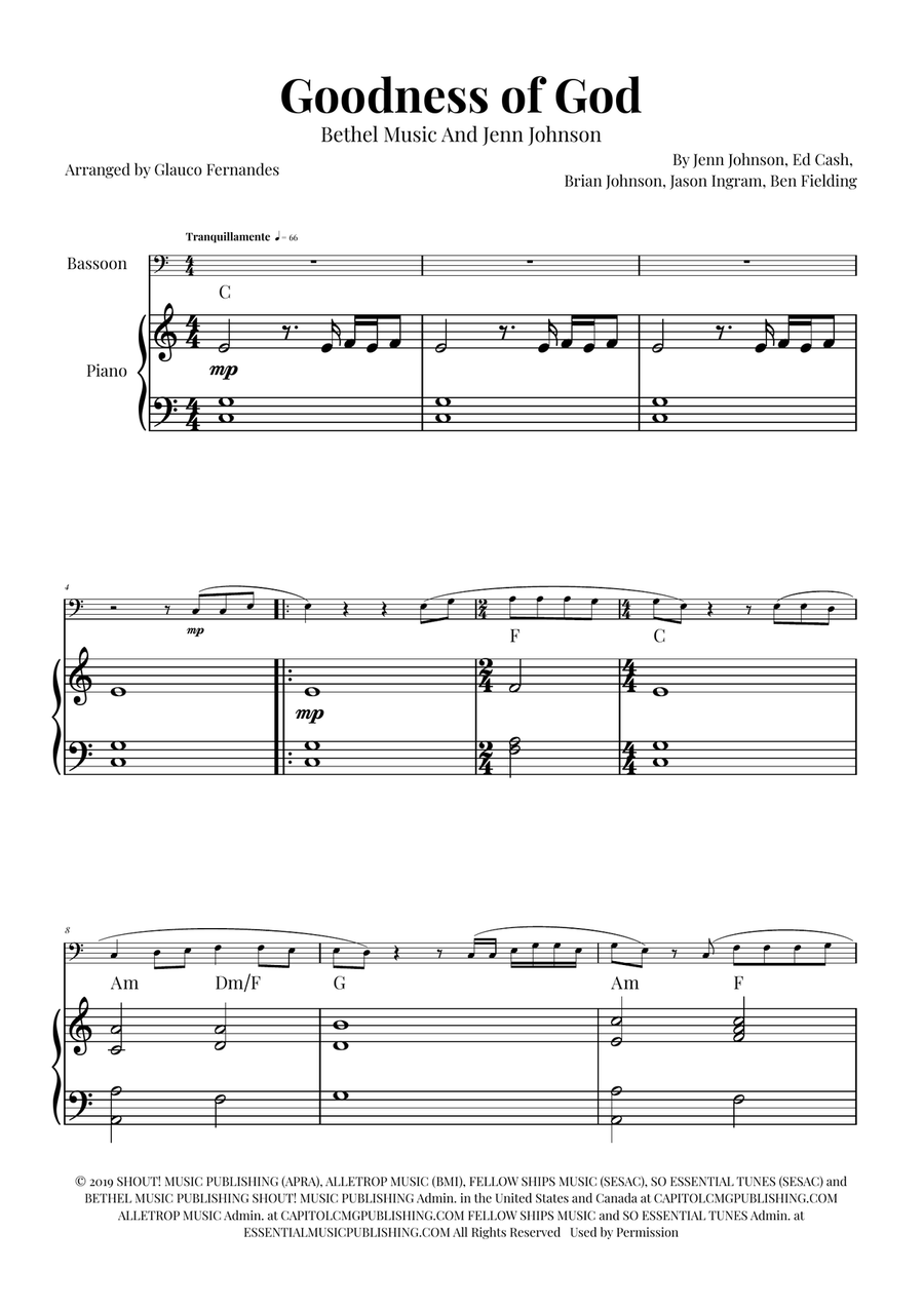 Goodness Of God Bassoon scores gallery preview page 1