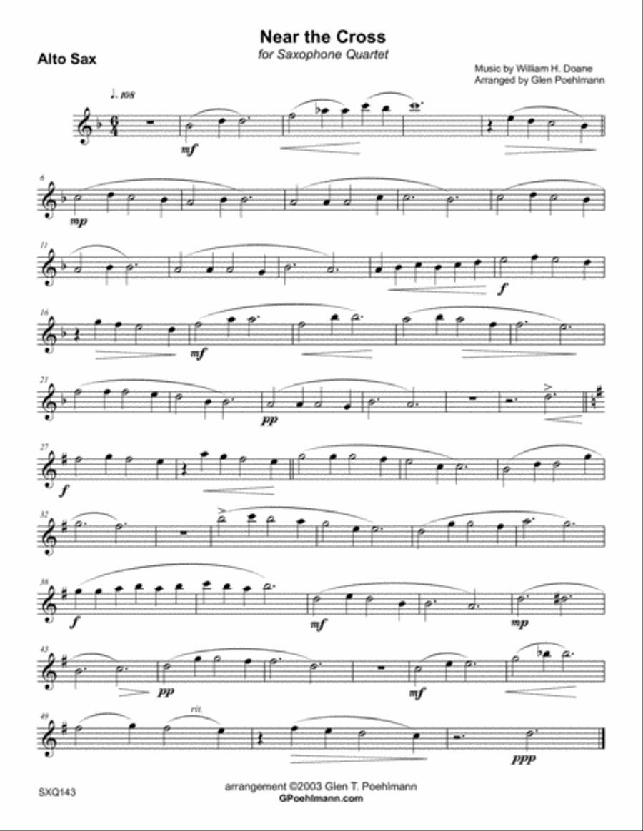 NEAR THE CROSS - SAXOPHONE QUARTET - unaccompanied NEAR THE CROSS - SAXOPHONE QUARTET - unaccompanied Saxophone Quartet scores gallery preview page 5