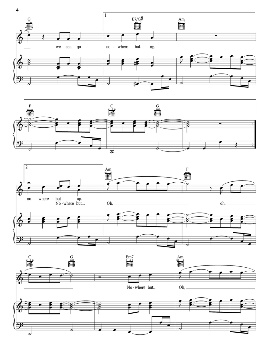 Up Piano, Vocal, Guitar scores gallery preview page 4