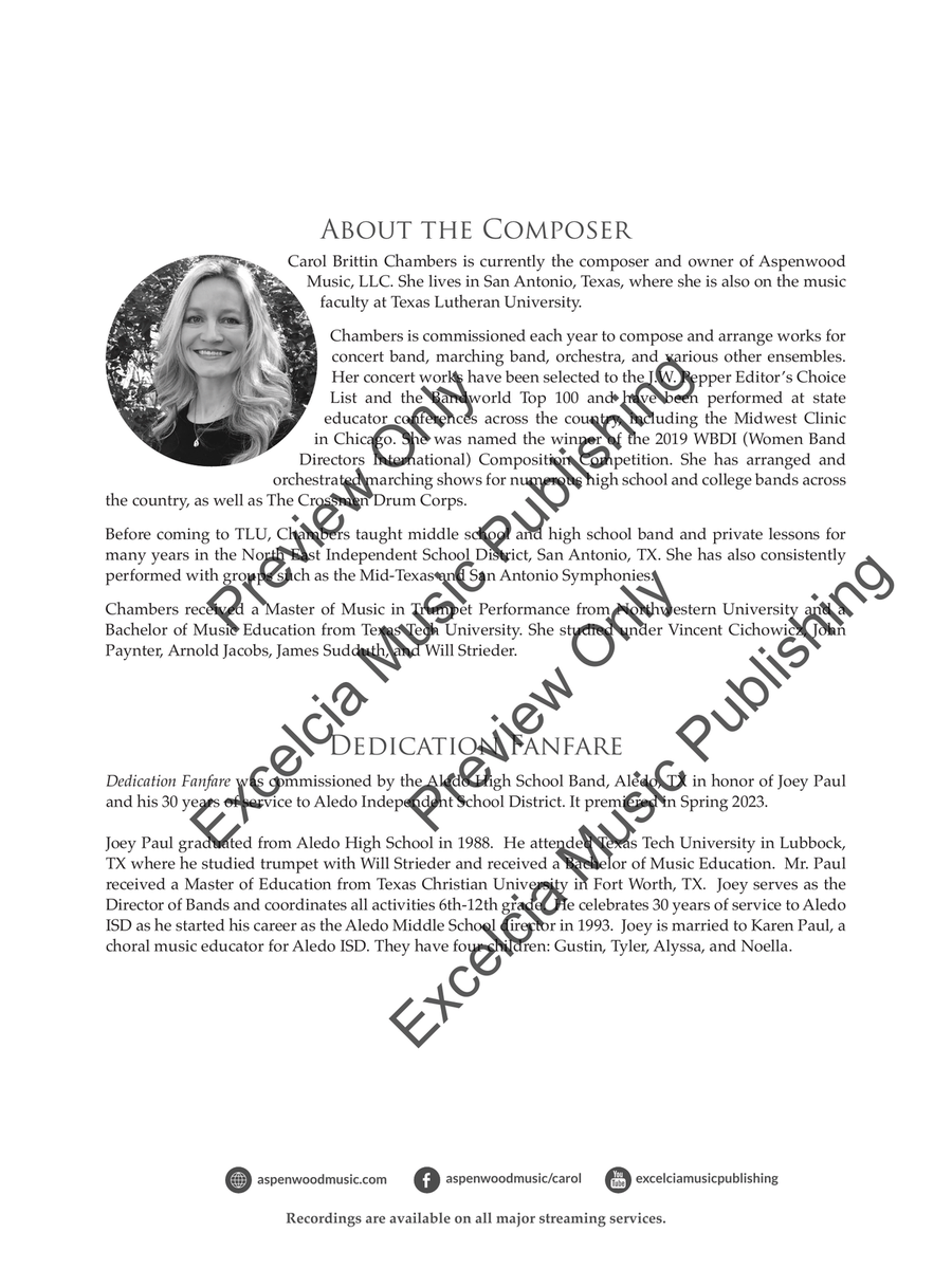 Dedication Fanfare Dedication Fanfare Concert Band scores gallery preview page 3
