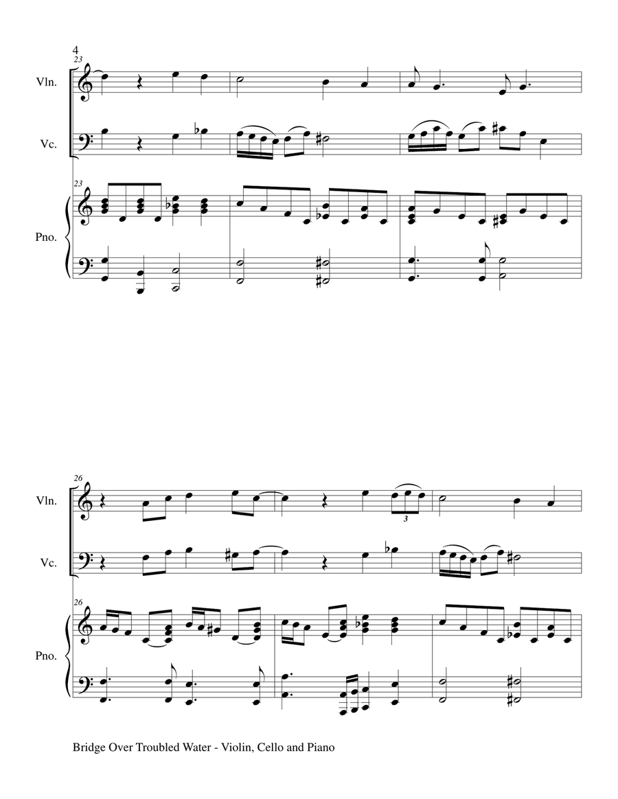 Bridge Over Troubled Water Piano Trio scores gallery preview page 5