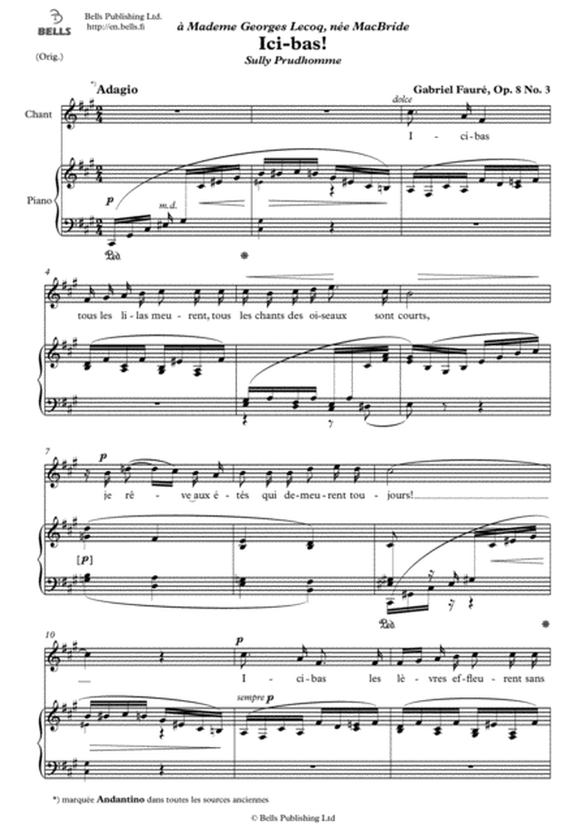 Ici-bas!, Op. 8 No. 3 (Original key. F-sharp minor)