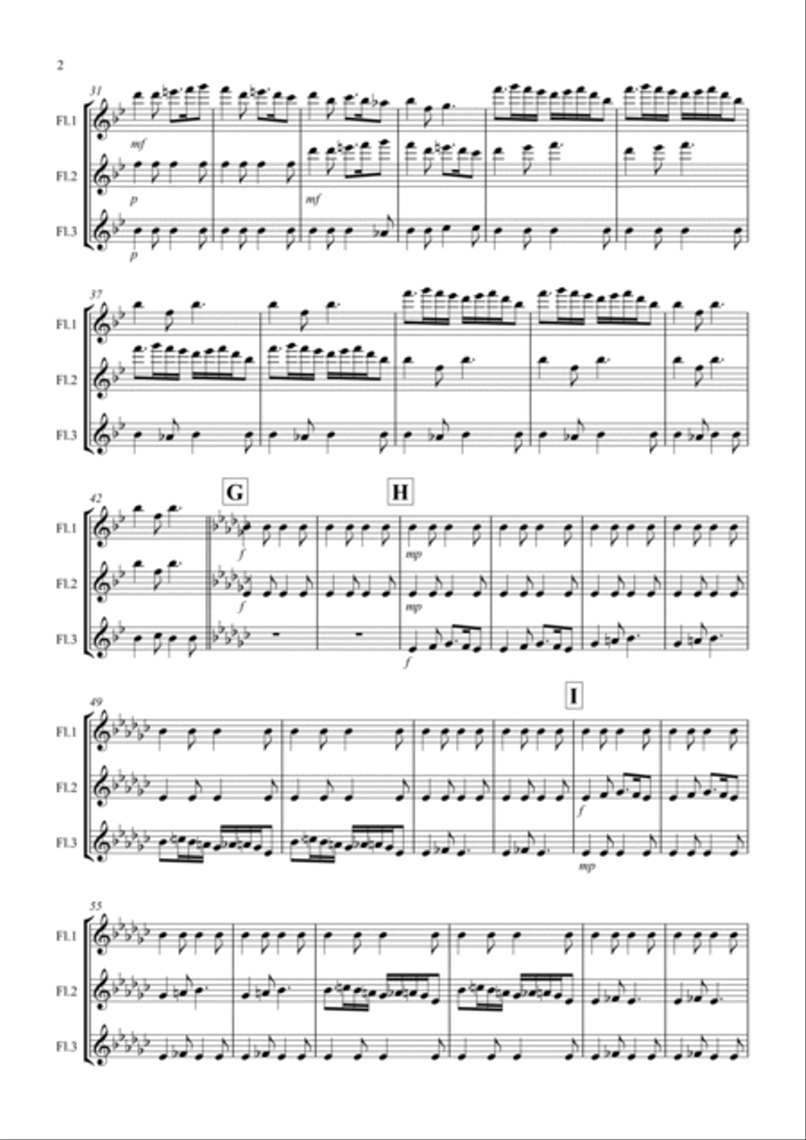 Frere Jacques Gigue for Flute Trio Flute Solo scores gallery preview page 2