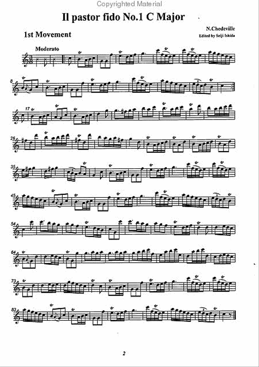 Il pastor fido No. 1 in C Major Flute scores gallery preview page 2