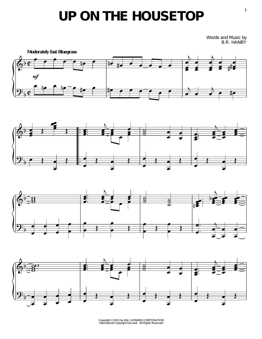 Up On The Housetop Piano Solo scores gallery preview page 1