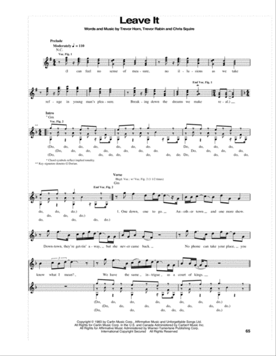 Leave It Guitar Tablature scores gallery preview page 1