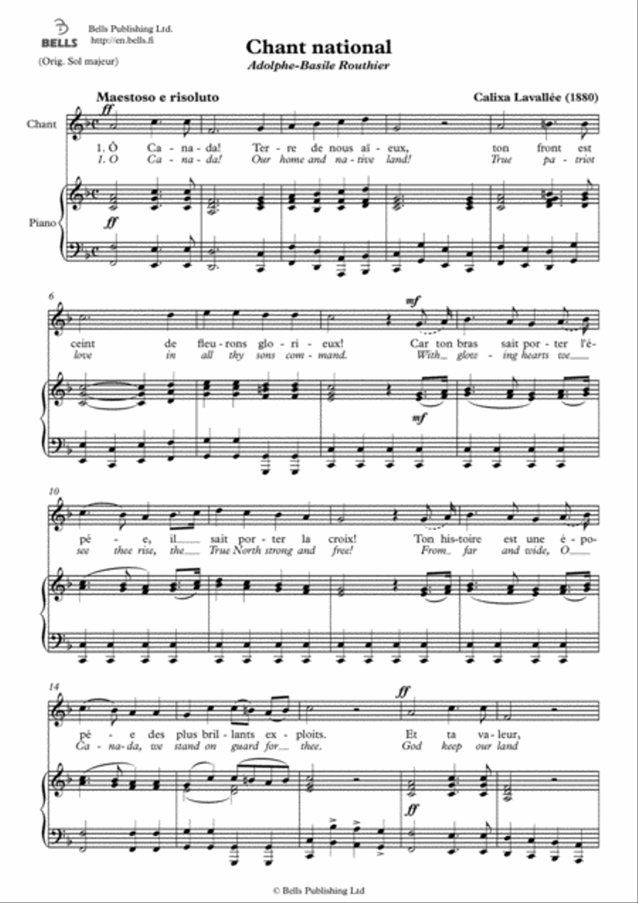 O Canada (F Major) Voice Solo scores gallery preview page 1