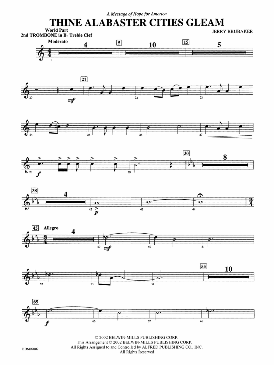 Thine Alabaster Cities Gleam (A Message of Hope for America): (World Part) 2nd B-flat Trombone T.C.
