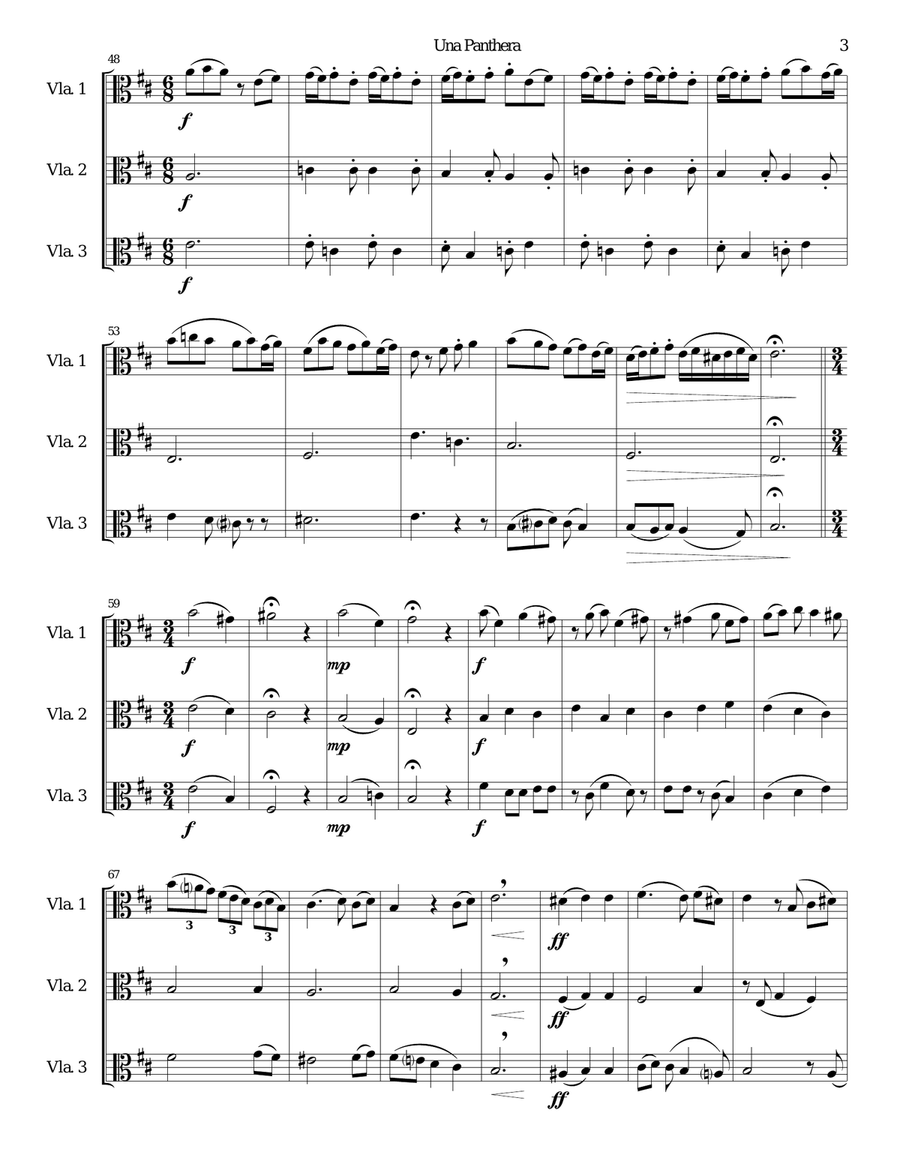 Una panthera in compagnia de Marte (A Panther in company of Mars) arranged for 3 violas Viola Solo scores gallery preview page 3