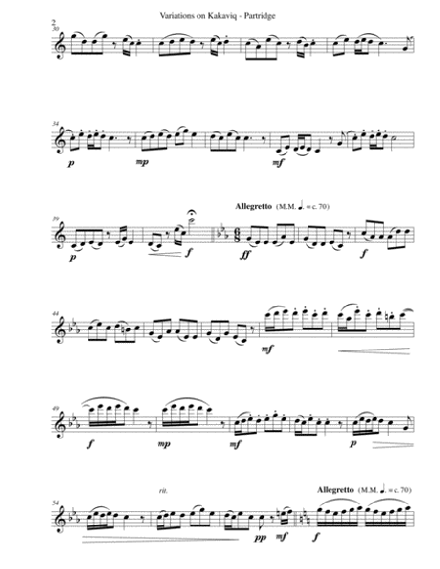 Variations on Կաքաւիկ - Kakaviq - Partridge - for flute solo Flute Solo scores gallery preview page 2