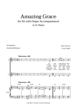 Amazing Grace in Gb Major - SA with Organ Accompaniment and Chords