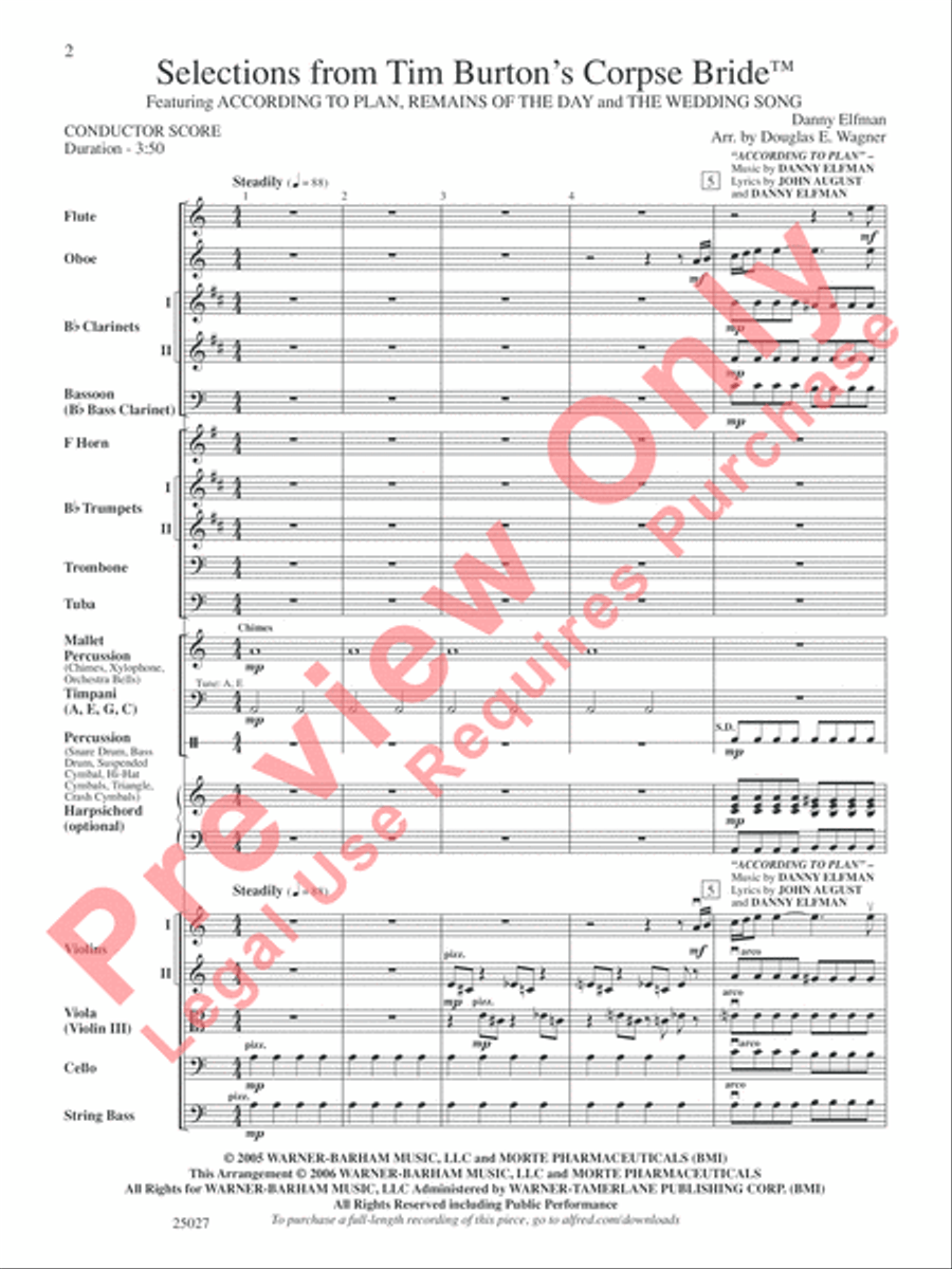 Selections form Tim Burton's Corpse Bride Full Orchestra scores gallery preview page 3